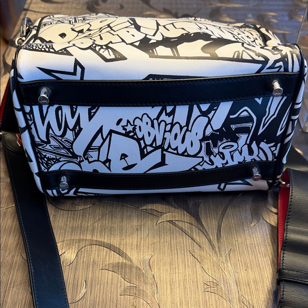 Christian Louboutin leather Black and White Graffiti Satchel - Picture 4 of 16